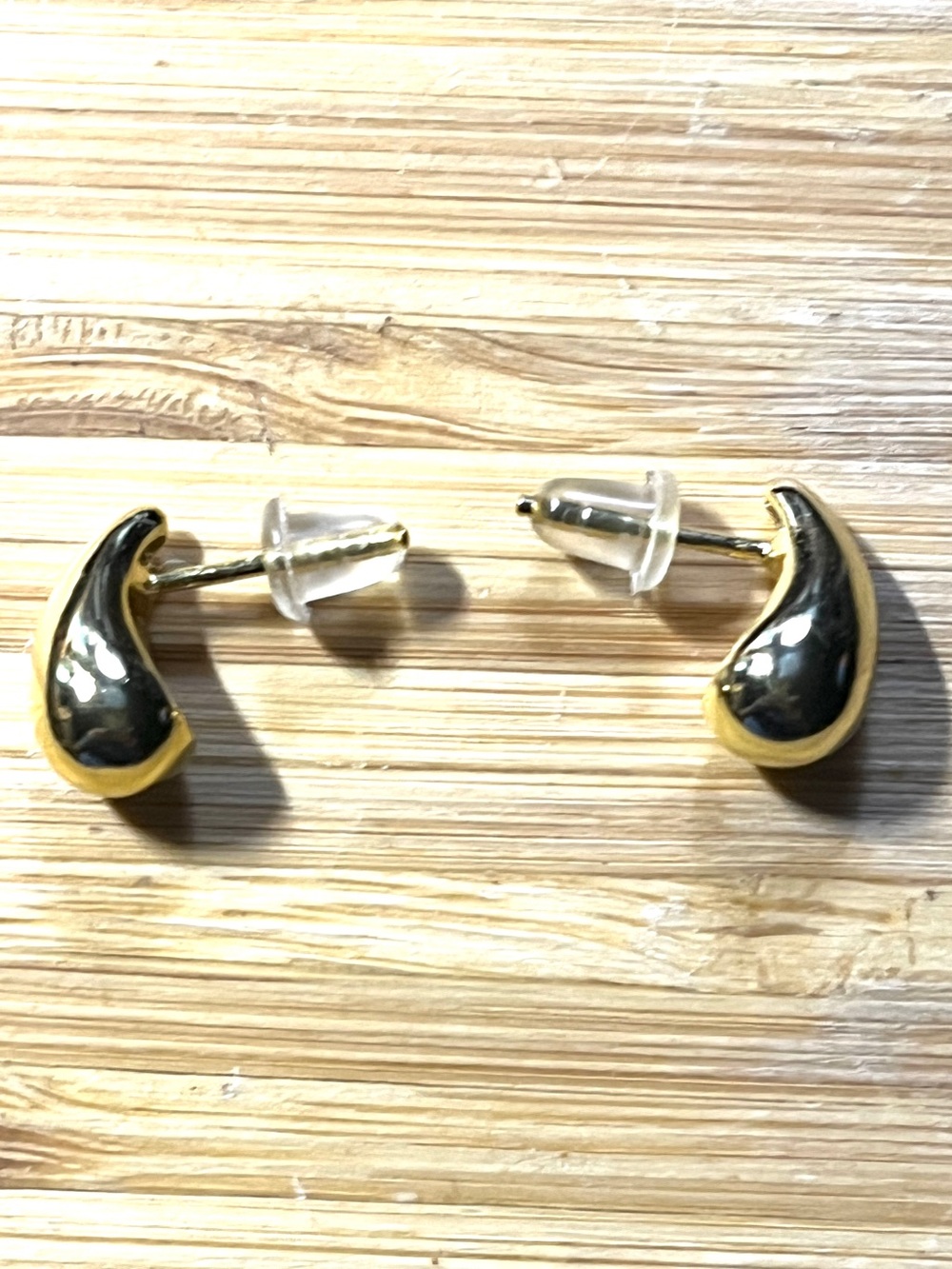 18K Gold Over Sterling Silver Teardrop  Earrings Vermeil Studs 925 Marked Posts